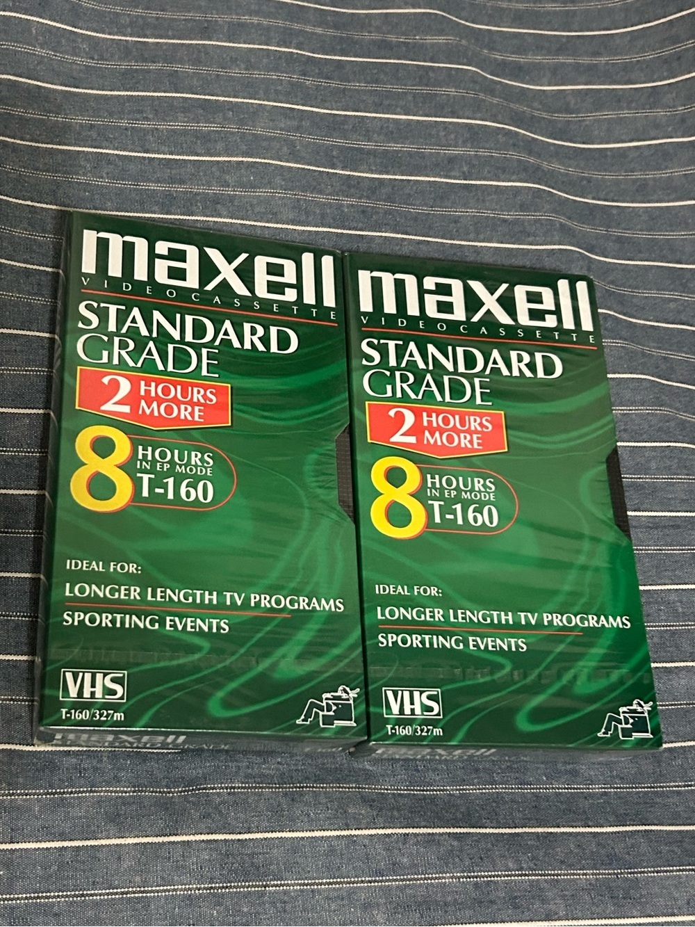 Maxell VHS T160 Standard Grade 8 Hour Blank Videocassete Tapes New Set of 2